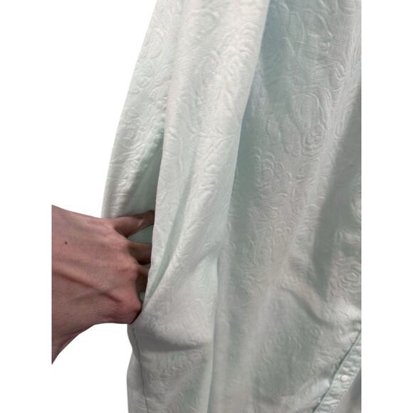 VTG Komar House Coat Robe Pale Blue Textured Light Weight Button Front L READ - Picture 8 of 13